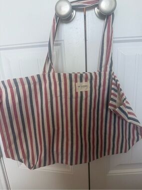 Octobre Striped Canvas Tote in Red, Navy & Cream